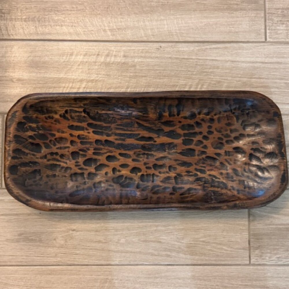 Wood Scraped Bowl Black Hand Made